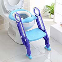 Los mejores  - KEPLIN Asiento de inodoro ajustable para bebés y niños pequeños con escalones y escalera- color morado